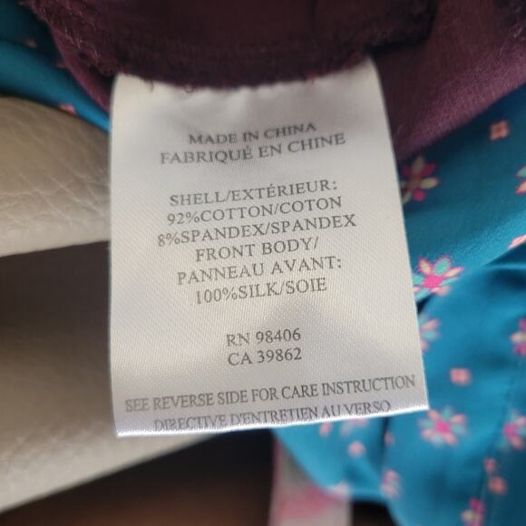 Theory small tall silk blend maroon purple faux wrap balloon hem blouse EUC - Picture 6 of 7